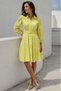 Yellow Floral Print Shirt Collar Mini Dress Mg1823