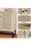 - Rattan Buffet Cabinet with 2 Doors, Farmhouse Console Table with Storage, Decorative Entryway Table, Kitchen Cabinet for Living Room, Hallway, Dining Room, Natural - 5