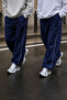 Unisex Navy Blue Parachute Pants with Stripe Detail - 4