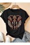 Women's Tribal Elephant Printed Oversize T-Shirt Loose Fit