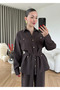 Brown Tencel Shirt and Pants Set - 7313 - 3