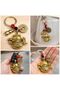 Lucky Cat Maneki Neko Golden Color Abundance Keychain - Authentic Concept Gift with Natural Stone Detail - 6