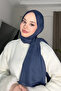 Double-Sided Premium Shawl with Textured Pattern - Navy Blue - 3