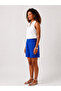 100% Cotton Pocketed Cobalt Blue Elastic Waist Women's Shorts - 3