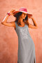 Gray Combed Cotton Long Summer Women's Dress