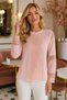 Women's Round Neck Long Sleeve Guipure and Lace Detailed Stylish Casual Powder Blouse with Back Button Detail - 4
