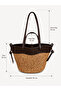 Polen Straw Shoulder Bag with Leather Detailing, Stylish Design, Large Size Beach and Daily Women's Bag - 3
