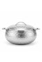 Shahla Silver Stainless Steel Hotpot | Hammered Diamond-Texture Insulated Casserole Dish with Lid & Handles - 7