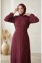 Ruffle Detailed Elastic Sleeves Hijab Dress 0560-02 Purple - 3