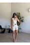 Cream Belted Linen Shorts Set - 2