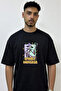 Jack Skellington_2 Design Printed Oversize Black T-Shirt