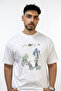 Motocross Wheelie Design Printed Oversize White T-Shirt