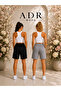 2-Piece Knee-Length Women's Shorts Black Gray Elastic Waist Daily Use - 2