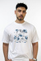 Flower Pattern Design Printed Oversize White T-Shirt