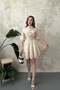 Ecru Lace Dress with Front Patchwork - 2