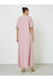 Pink Floral Lace Trim V Neck Jalabiya - 5