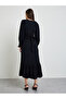 Black Textured Tie-Up Neck Maxi Dress - 4