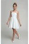 Teenage Girls' Evening Dress White Crepe Dress with Straps Flared Skirt with Stones Wedding Birthday Dress 11-13-15 Years Old - 3
