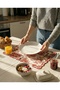 4-Piece Red Colette Linen American Service Plate Set |   Stain Resistant |   Modern Table Decor - 4