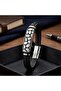 💎   Premium River Stone Motif Steel Locking Black Leather Men's Bracelet. 31831B8D4 - 20 cm - 3