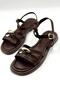 Gold Buckle Detailed Daily Comfortable Women's Sandals Bitter Brown (14) - 5