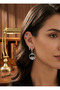 Brass Zircon Stone Eye and Owl Model Silver Color 3-Piece Earring Set - 2