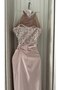 فستان سهرة فاخر باللون الوردي اللحمي (Nude/Rose Gold) يجمع بين الفخامة والاناقة باكمام منفصلة - 6