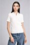 Slim Fit Ribbed Short Sleeve Polo Ecru T-Shirt E6577Ax25Sp
