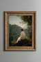 Woman Facing the Landscape – Vintage Patterned Painting – Thick Model