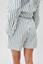 Liya Women's Oversize 100% Cotton Shorts and Shirt Green-Striped Top and Bottom Set - 3