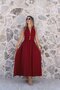 Burgundy Gold Buttoned Neck Tie Dress