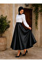 Women's Ribbed Shorts Lined Satin Full Circle Mevlana Skirt - 2