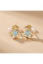 Xuping Star Pearl Detailed Zircon Stone Gold Women's Stud Earrings - 2