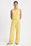 Women's Alfie Zero Sleeve Shirt Elastic Waist Pants Woven Yellow Bottom Top Set - 2