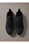 Men's Flat Comfortable Sole Laced Ck Text Patterned Leather Black2 Sneaker - 3