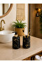 Decorative Bohemian Style 2 Piece Bathroom Set Liquid Soap Dispenser Toothbrush Holder Set