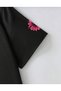 Women's Pink Daisy Sleeve Detailed Crew Neck T-Shirt - 3