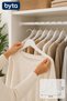 Set of 3 White Wood Look Clothes Hangers 44 cm Clothes Hanger with Non-Slip Trouser Rod - 2