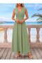 Women's Strappy V-Neck Long Imported Dress with Waist Corset Detail Crepe - 2
