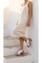 Cross Striped Open Front Women's High Straw Look Cork Wedge Heel Sandals Shoes - 6