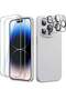 5 in 1 Silicone Case for iPhone 14 Pro Max 6.7-Inch, with Screen & Camera Protector (Silver)