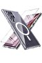 Samsung S24 Ultra Case, Magnetic Shockproof Drop Protective Translucent Matte Back