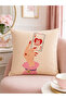 Decorative Throw Pillow Cover with Crowned Letter and Pink Car Pattern 43X43 cm Stylish Decor - 4