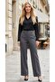 Button + Zipper Closure, Easy-Iron High Waist Custom Made Fabric Pants - Gray