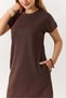 Women's Short Sleeve Crew Neck Midi Dress Brown - 3