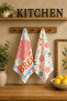 مجموعة مناشف المطبخ الحديثة ذات النمط الرجعي من Sea Breeze Sea Shell Summer Pastel، مكونة من قطعتين، مقاس 35x55 - 4