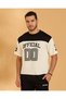Men Ivory And Black Cut And Sewn T Shirt