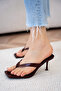 Tiny Flip-Flop Heeled Women's Burgundy Slippers - 3
