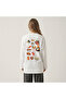 Nubarco White Oversize Wide Cut Long Sleeve 100% Cotton Summer Korean Food Printed Tshirt