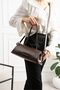 Women's Hand and Shoulder Bag with Zipper Cross Strap Baguette Stylish Daily Dark Brown - 2